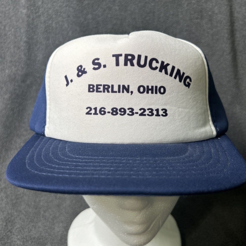 SnapBack Foam Trucker Hat J & S Trucking Berlin Ohio Adjustable Cap Blue